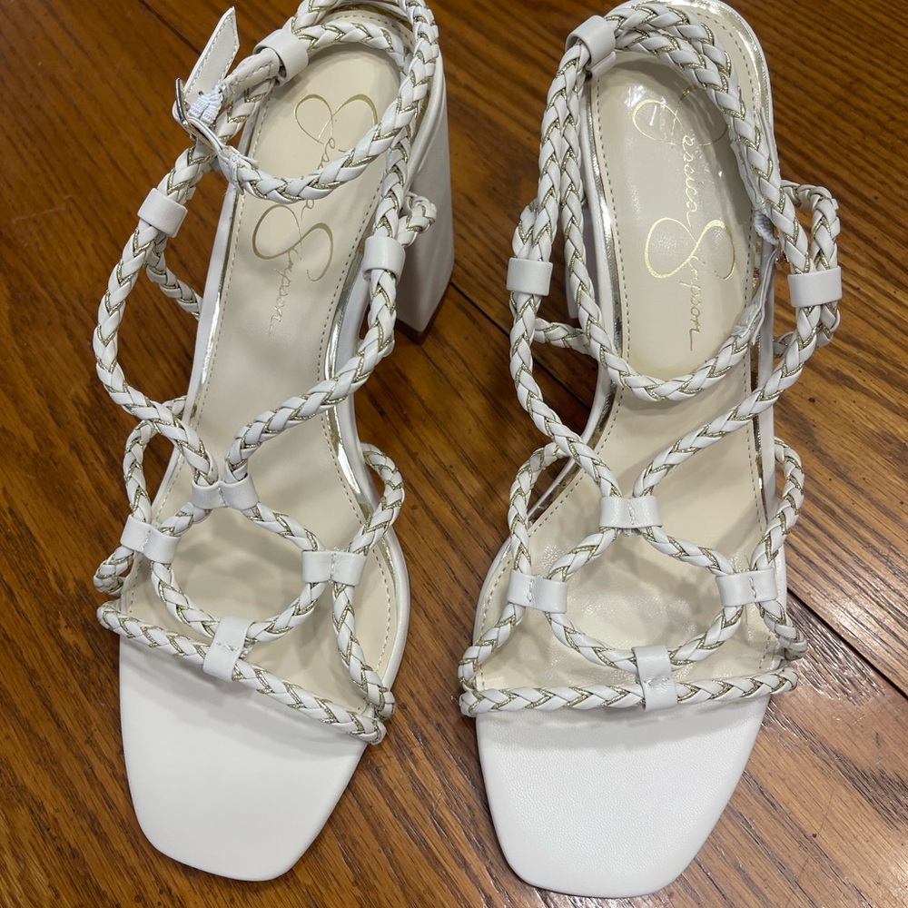 Jessica Simpson Soft Ivory Braided Heels